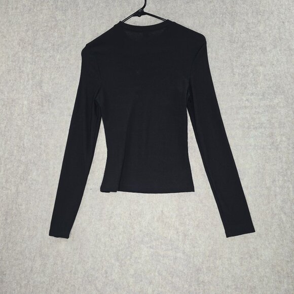 Shein Long Sleeve Black Ribbed Top Womens XS - Picture 2 of 4